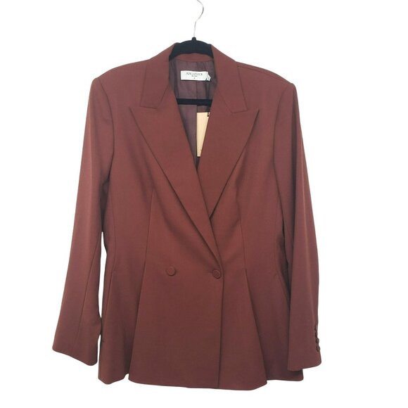 NEW MM Lafleur Gaia Sharkskin Blazer in Rust 14 - Picture 3 of 13